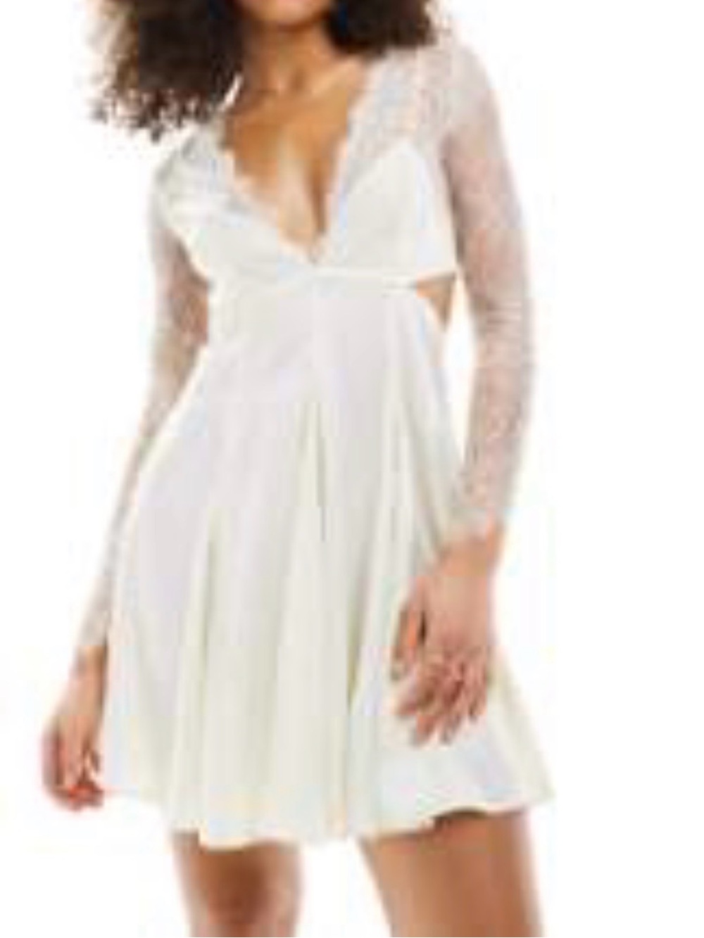 ASOS Ivory Sheer Lace Backless Fit-and-Flare Short Dress